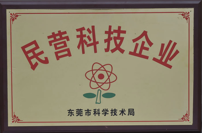 東莞市科學(xué)技術(shù)局頒發(fā)-民營(yíng)科技企業(yè)